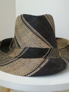 Lightweight raffia fedora hat made in Madagascar, black